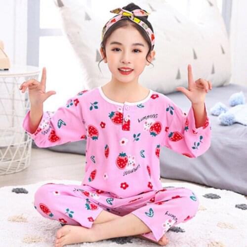 Childrens Pajamas Set 2pcs Cartoon Kids Sleepwear Baby Boys Clothes Sleep Suit Autumn Cotton Pyjamas Infant Nightwear For Girls