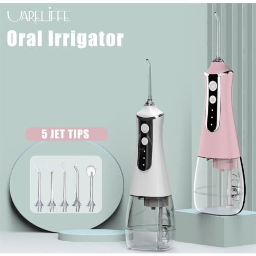 Uareliffe Oral Irrigator 3 Modes Rechargeable Water Flosser 350ML Water Tank Dental Water Jet Portable Waterproof Teeth Cleaner
