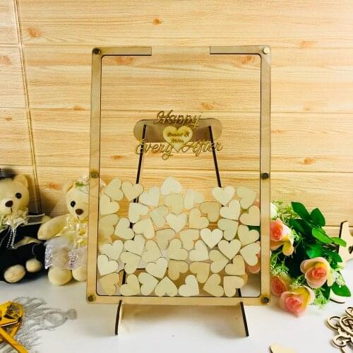 Personalized name and date 3D Trees Wedding Guest Book, with happy every after, Custom Guest Book Ideas,Unique Book For Wedding