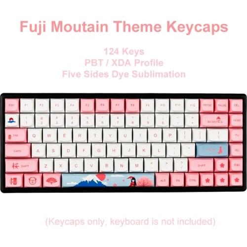 124 Keys Fuji Mountain PBT Keycaps XDA Profile Five Sides Dye Sublimation for Gaming Mechanical Keyboard Key Caps Replacement