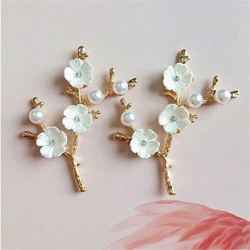 10 PCS 50*56mm Metal Zinc Alloy Gold Branch Flowers Connector For Jewelry Making