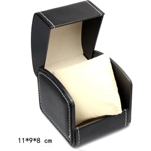 Top Leather Brand Watch Box Single Black Watch Storage Box Fashion Watch And Bracelet Gift Boxes Cases W007
