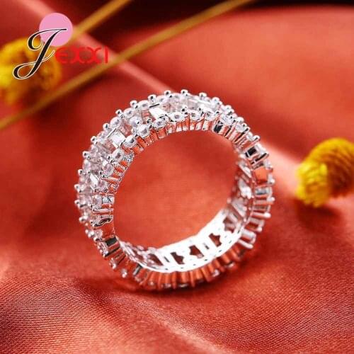 Hot Sale 925 Sterling Silver Hollow Out Clear CZ Ring For Women Luxury Fashion Bridal Jewelry Bague Femme Anillos Gift