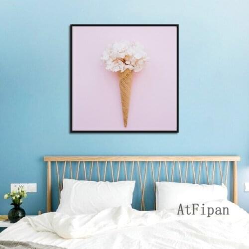 Minimalist Flower Poster Pink Background Pure White Bouquet Poster Canvas Painting Prints For Living Room Bedroom Study Decor