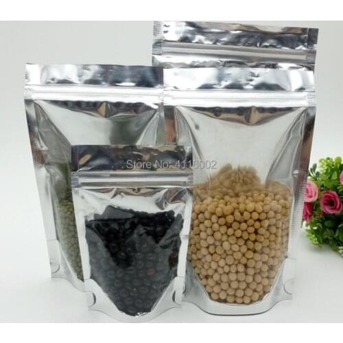 13*18cm 1000pcs Reusable Stand up Translucent Aluminium Foil Bag Grip Seal Plastic Pouch Clear Front