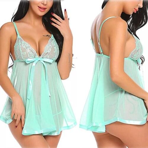 Fashion Hot Large Size European And American Foreign Trade Sexy Lingerie Embroidery Sequins See-Through Suspender Nightdress 2XL