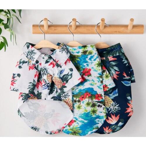 Fashion Dog Shirts Summer Thin Hawaiian Shirt Breathable T-shirts Teddy Bichon Hiromi Cat Shirt Puppy Bulldog Pet Clothes