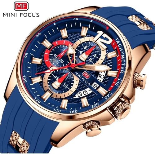 MINI FOCUS Men Watches 2021 New Chronograph Watch Casual Fashion Quartz Watch Men Sports Military Silicone Wristwatch Relogios