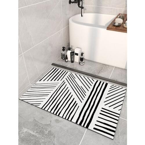 Toilet bathroom floor mat water absorbing door mat anti slip stripe toilet door carpet household quick drying foot mat