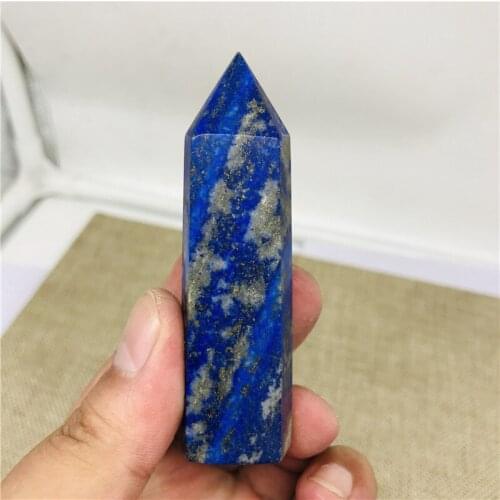 NATURAL lapis lazuli QUARTZ CRYSTAL WAND POINT HEALING From Afghanistan