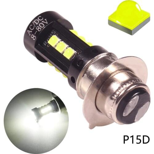 NHAUTP 1Pcs P15D-25-1 PX15D P15D LED Motorcycle Headlight Bulb 1500Lm Motor Scooter Moped Motorbike Headlamp White 6000K 12-80v