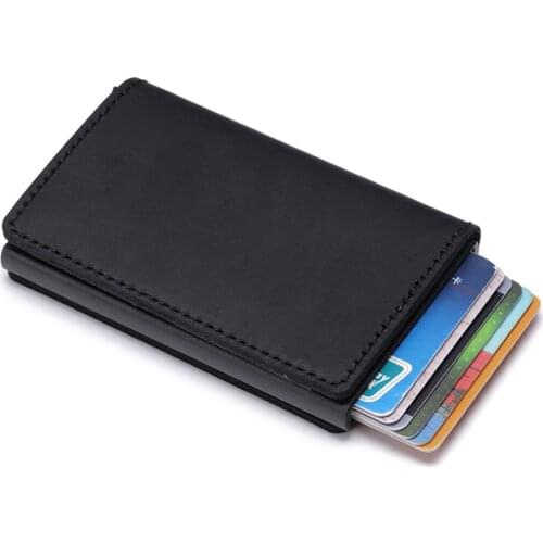 New Anti Thief RFID Credit ID Card Holder PU Leather Metal Wallet Card Holder Men and Women Credit Card Case Pocket