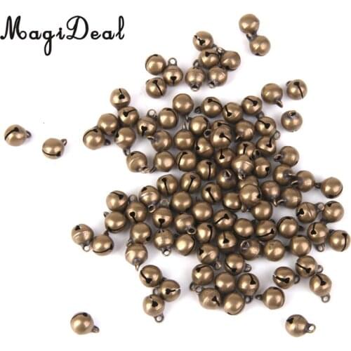 MagiDeal 100pcs Antique Bronze Brass Jingle Bells Charm Bead Jewelry Findings 6mm Festival Home Party XMAS Tree Ornaments