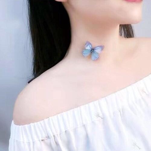 Butterfly Choker Girls Hot Tulle Butterfly Choker Clavicle Chain Fairy Invisible Transparent Fish Line Decoration Necklace