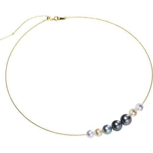 MADALENA SARARA 6-11mm Saltwater Pearl Perfect Round Korean Style 18K Gold Choker Necklace