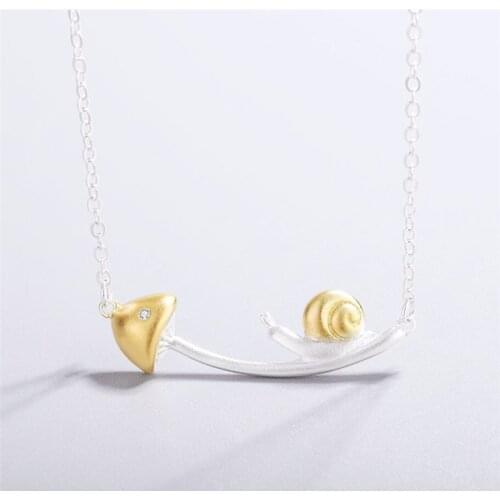 Sole Memory Golden Snail Mushroom Cute Nini Fresh 925 Sterling Silver Clavicle Chain Female Necklace SNE627