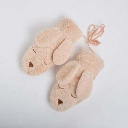 6 Colors Fashion Cute Dog Gloves Female Thick Gloves Winter Women Warm Finger Artificial Rabbit Hair Gloves Outdoor Mittens Gift