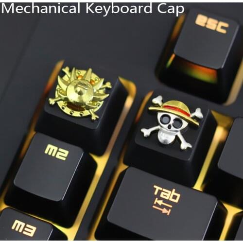 Personalized Cartoon Anime Cool Straw Hat Pirates Mechanical Keyboard Keycap Zinc Aluminum Alloy Keycap ESC F11 Key Accessories