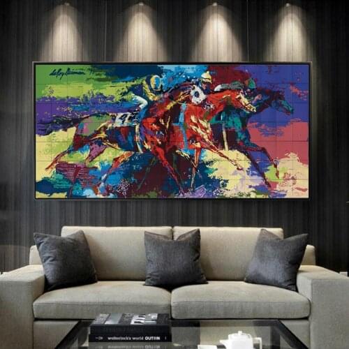 Posters And Prints Graffiti Art Horse Racing in Map Canvas Painting Wall Pictures For Living Room Animal Art Decoration Framed
