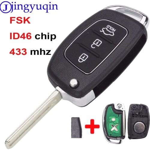 Jingyuqin Remote 3 Buttons FSK 433Mhz ID46 Chip TOY40 Car Key Shell For Hyundai New IX35 IX25 IX45 Elantra Santa Fe With Logo
