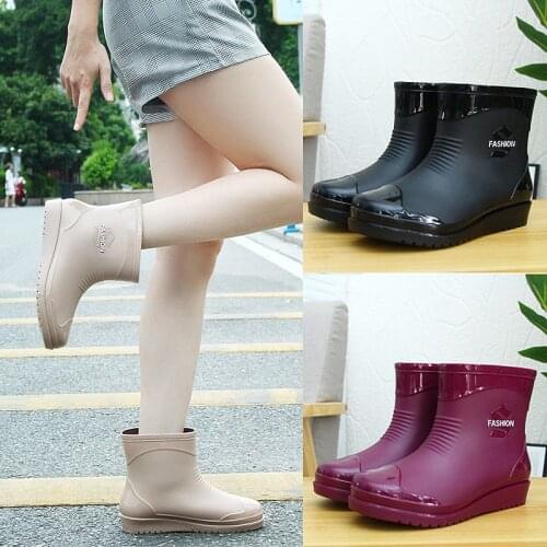Comemore New Rainshoes Womens Short Tube Rain Shoes Waterproof Wear Shoe Cover Kitchen Non-Slip Low-Top Rain Boots Rubber Shoes