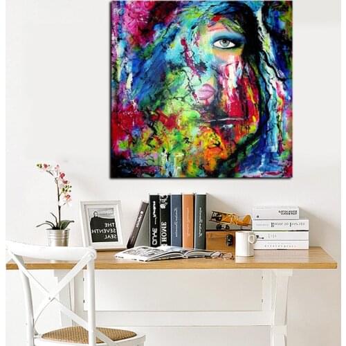 Print Graffiti Stree Art Watercolor Women Face Oil Painng on Canvas Pop Art Abstract Wall Picture for Living Room Sofa Cuadros
