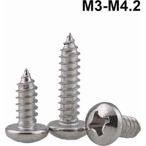 10-50Pcs M3 M3.5 M4 M4.2 Small 304 stainless steel Cross Round Phillips Pan Head Self tapping Screw
