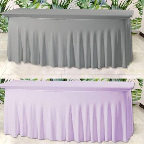 Wedding Table Cover Ruffled Table Cloth Table Skirt Pleated Rectangle Spandex Table For Hotel Party Cover Dec Linen Banquet E2H8