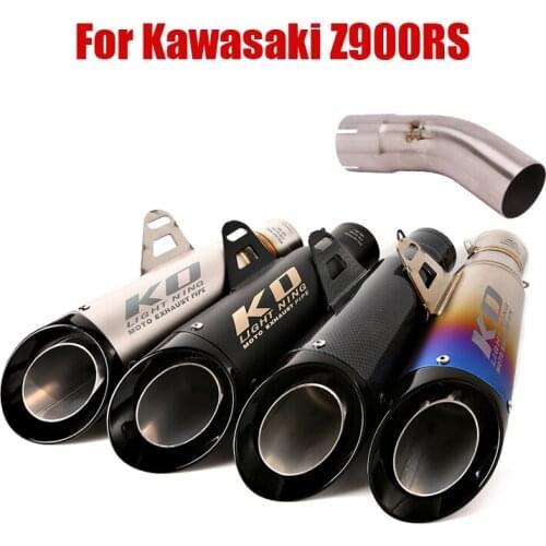 Slip On Middle Mid Pipe Escape Connect Link Tube With 51mm Exhaust Tips Muffler Tail Pipe For Kawasaki Z900RS Motorcycle