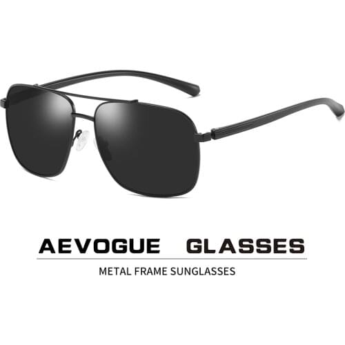 AEVOGUE 2020 New Sunglasses Men Pilot Two Beams Polarized Fashion Metal Frame Square Retro Unisex Sun Glasses UV400 AE0775