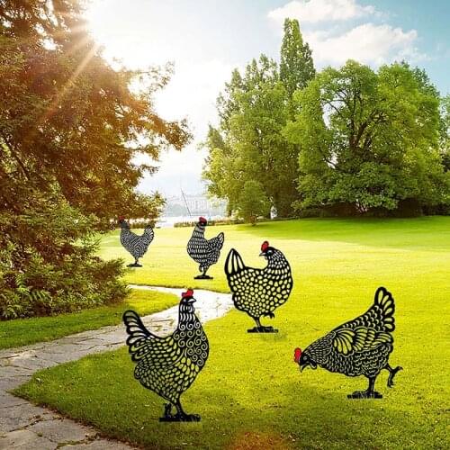 Yard Lawn Stakes Chicken Hen Statue Acrylic Rooster Animal Outdoor Garden Decor Gift Backyard Art Ornaments Creative Easter Art