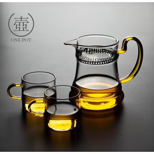 Glass fair cup high temperature resistant thickened filter stainless steel teapot set tea separator tea set accessories