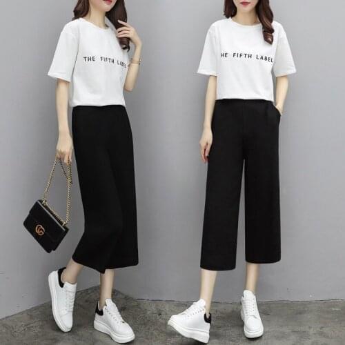Latest Fashion Womens Summer Solid Color Cropped Wide Leg Ankle-Length Pants Plus Size Casual Ladies High Waist Loose Trousers
