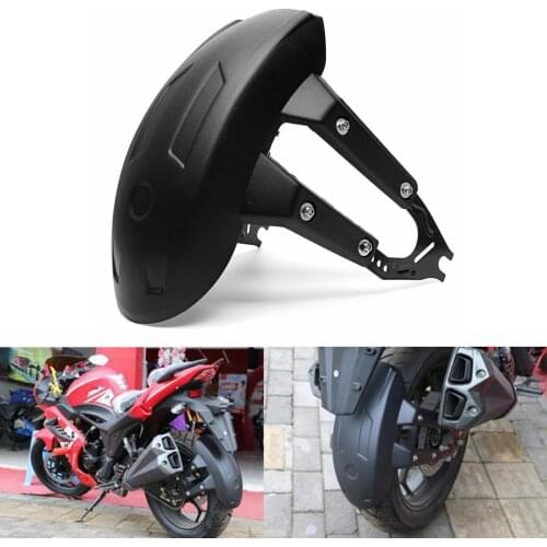 Universal Motorcycle Rear Wheel Cover Splash Guard Mudguard+Bracket Black