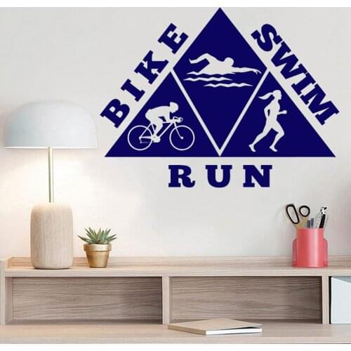 Healthy Lifestyle Wall Sticker Run Bike Swim Vinyl Decal Running Biking Swiming Pattern Home Decor Creative Bedroom Decoration