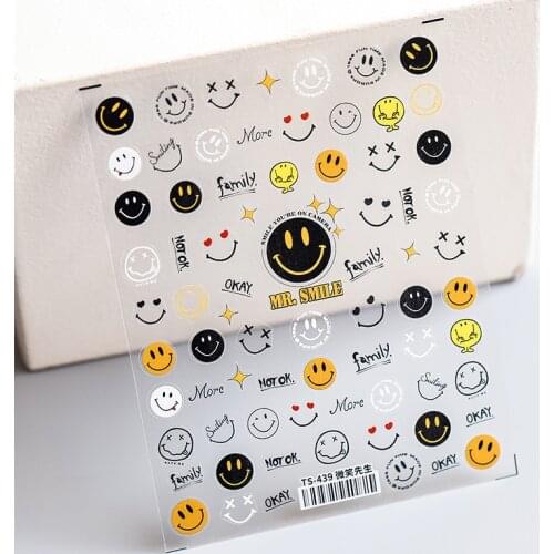 High Quality Ultra-Thin Three-dimensional Nail Stickers Stickers 5d Nail Stickers Color Smiley Nail Art Decoration Stickers