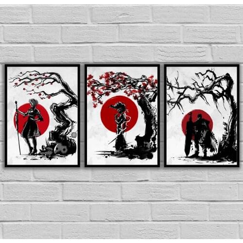 Japanese Style Art Guardian Spirit Zanarkand Fighter Keeping a promise Seed Guardian Swordsman Poster