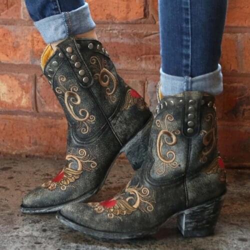 SARAIRIS Fashion Ankle Modern Great Quality Women Shoes Big Size 43 Comfy Square Heel slip-on Western Boots