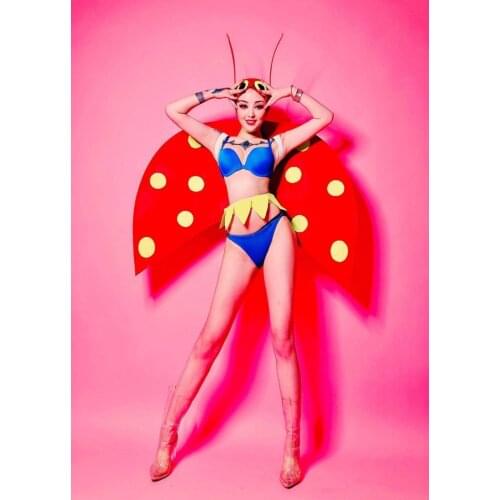 Women cosplay costumes Customized make Jungle party ladybug costume nightclub bar stage show dance girl women cosplay costumes