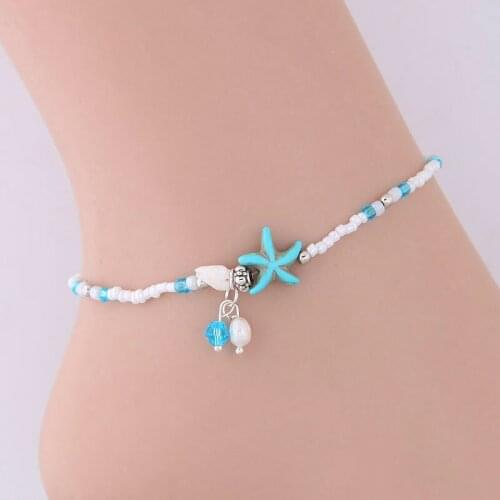 Fashion Shell Anklet Beads Starfish Anklets For Women Bohemian Handmade Beads Statement Bracelet Foot Boho Jewelry