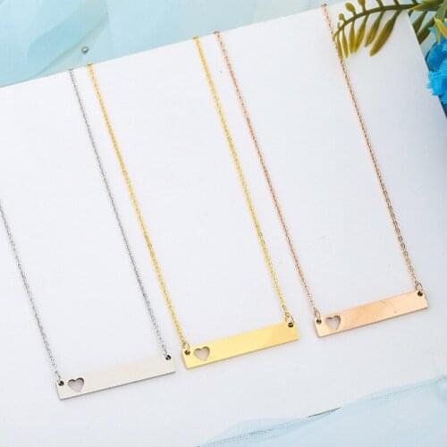 Smooth Cut Out Heart Stainless Steel Jewelry Statement Long Necklace Women Chain Gold Necklace Chains 2020 Hot Sale