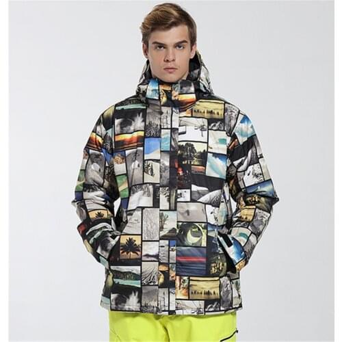 GSOU SNOW Winter Ski Jacket Mens Outdoor Warmth Waterproof Windproof Snowboard Jackets -30 Degree Snow Ski Clothes suit coat