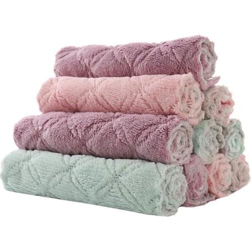 1/5/10pcs Kitchen Wipes Dish Towels Kitchen Dishcloth Reusable Fast Drying Dishtowel Hand Towel Rag For Kitchen Cleaning Tool