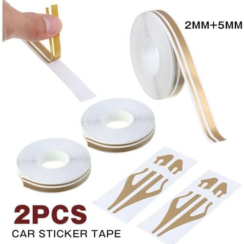 2pcs Car Styling Sticker 9.8M Gold Stripe Tape Vinyl Decal Sticker for Car Motorcycle Exterior Decoration