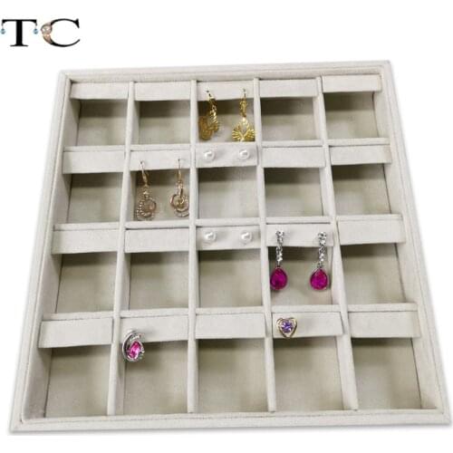 2019 Newest Gray Velvet Jewelry Box Drawer Storage Organizer Jewellery Earrings Display Storage Tray Earring display box
