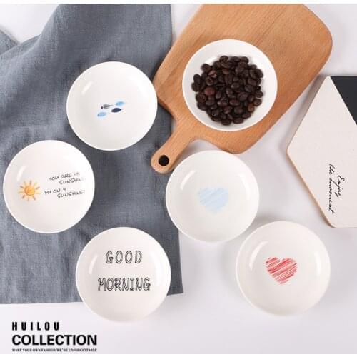 4 Inches Round Creative Over-Glazed Ceramic Flavored Dish Household Vinegar Dish Seasoning Saucer