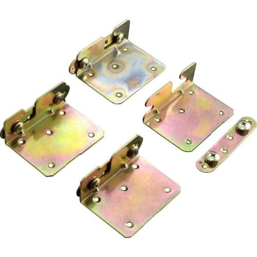 4pcs/set Cold Rolled Steel Bed Bracket Wood Board Connector Thicken Heavy Fixed Bed Corner Hinge Furniture Hardware Accessories