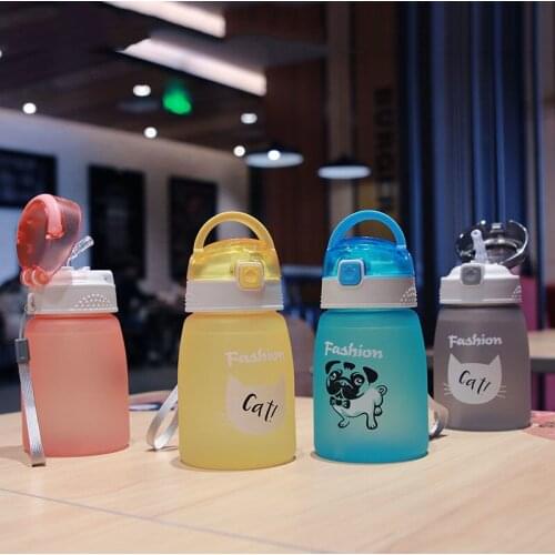 430ml Kids Water Sippy Cup Creative Cartoon Baby Cups with Straws Leakproof Water Bottles Outdoor Portable Childrens Cups