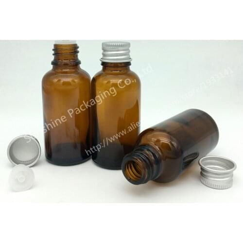 500 x 30ml amber glass bottle with reducer dropper and Aluminum lid 30cc amber essential oil bottle with screw on cap