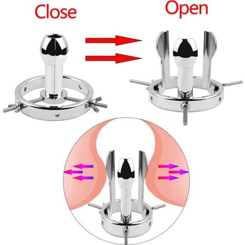 Anal Plug Spreader Vagina Speculum Butt Plug Anal Dilator BDSM-Gear Fetish Sex Toys Adjustable Stainless Steel Opener Anus